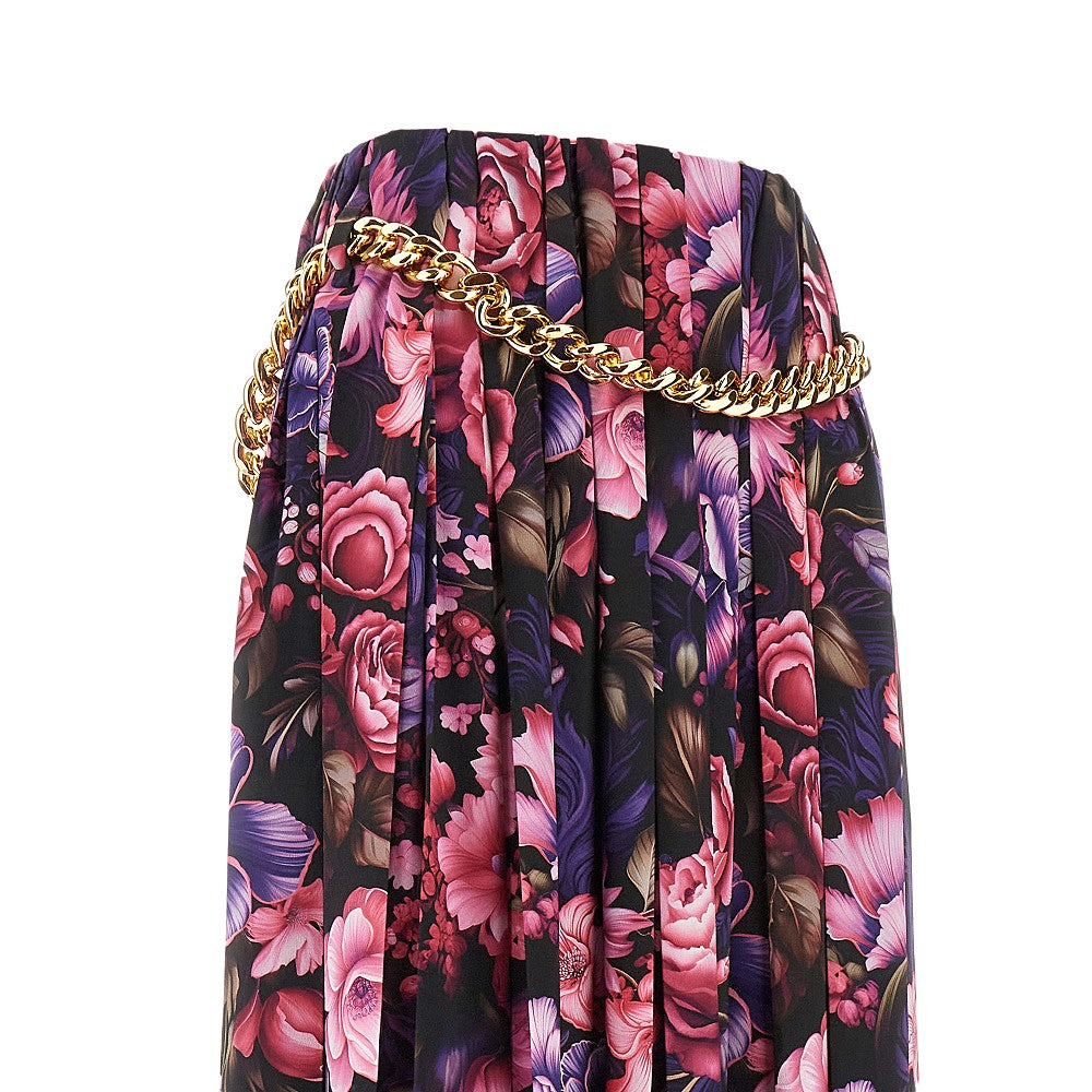 'AI Purple Bouquet' satin long skirt