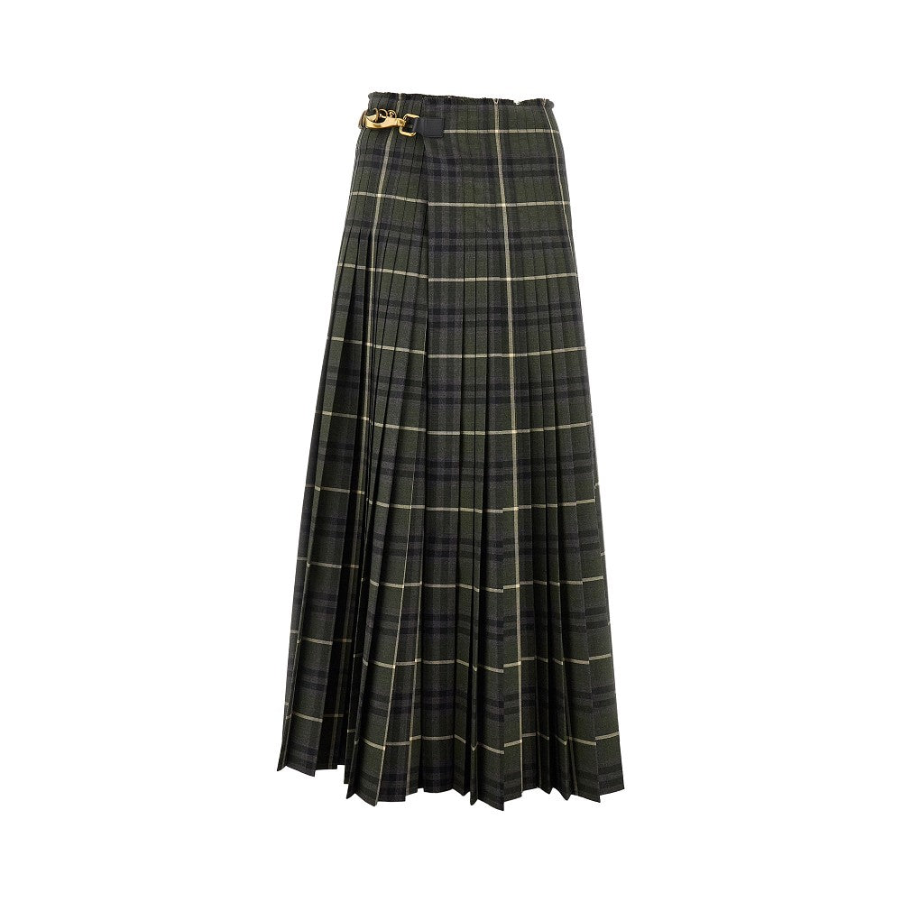 Check wool-blend maxi kilt