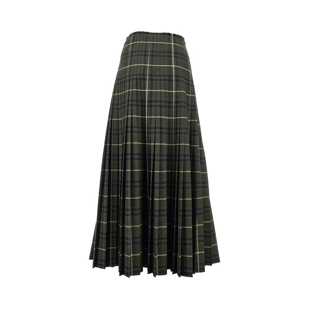 Check wool-blend maxi kilt