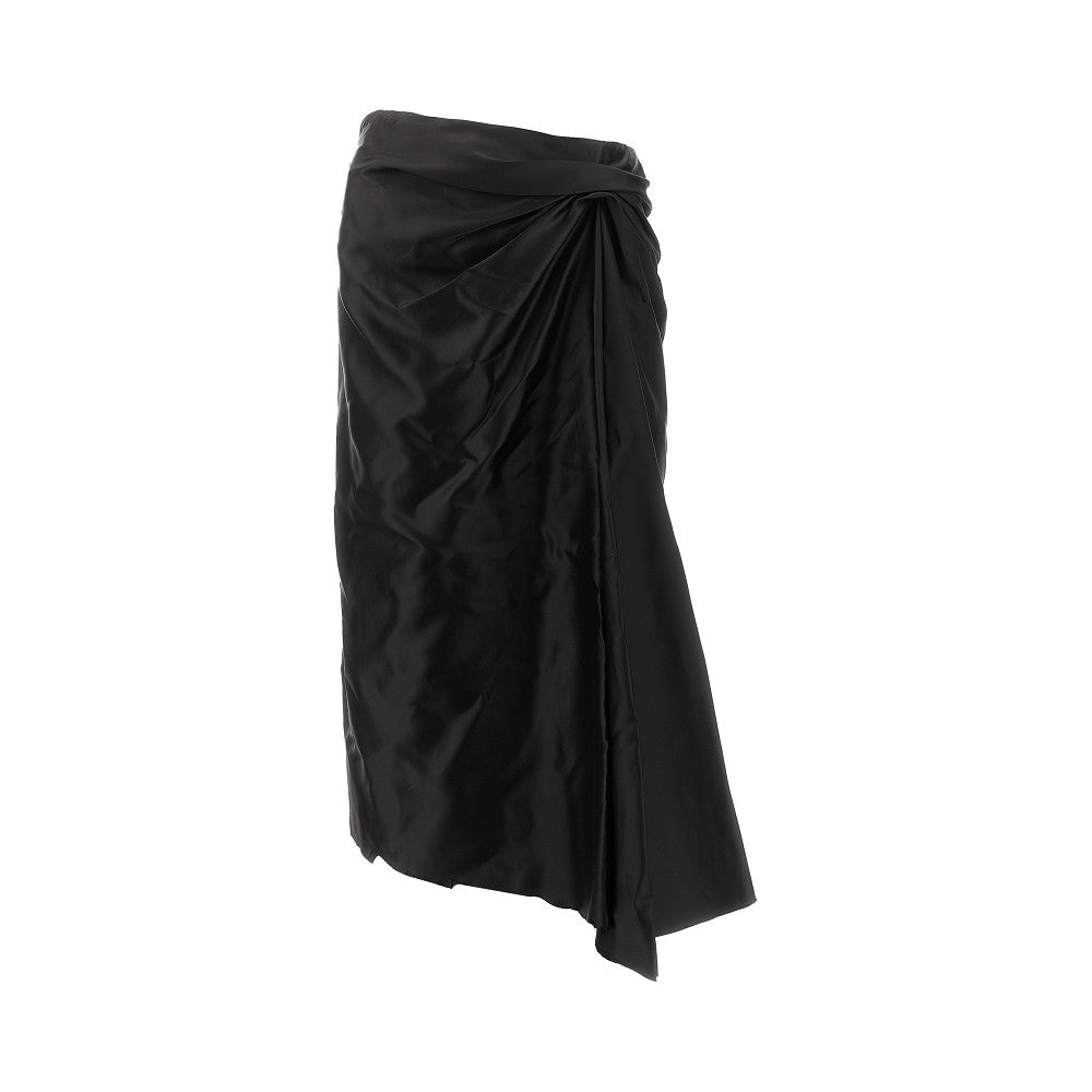 Twill draped midi skirt