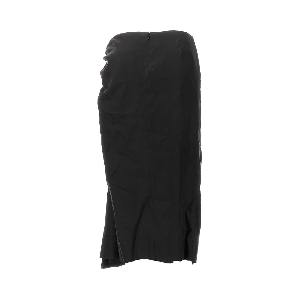 Twill draped midi skirt