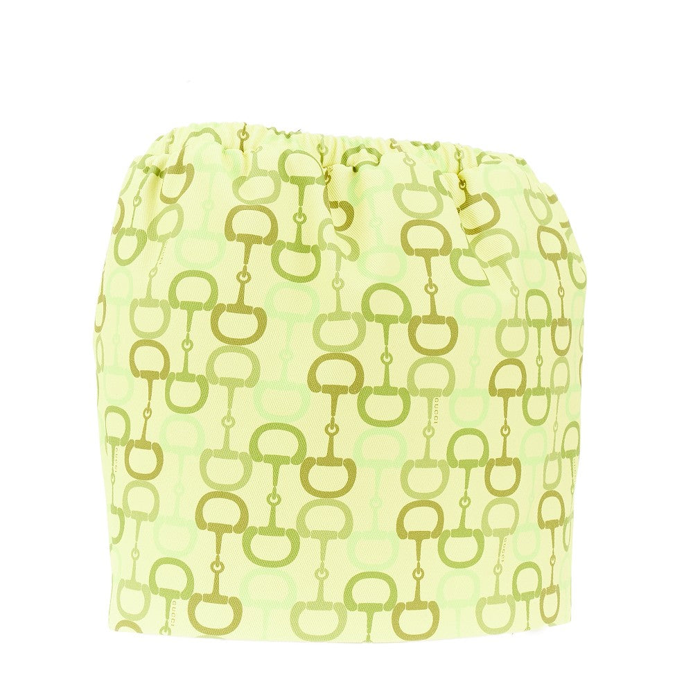 Horsebit print cotton mini skirt