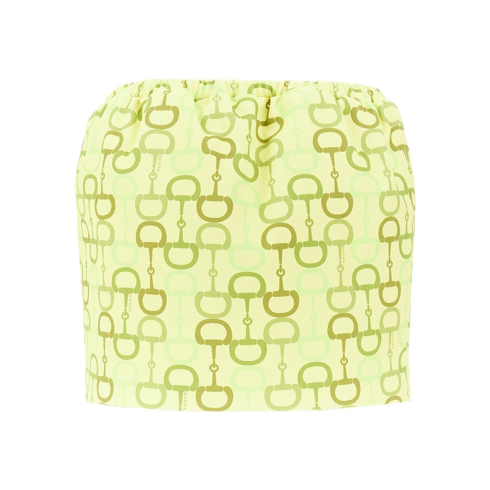 Horsebit print cotton mini skirt