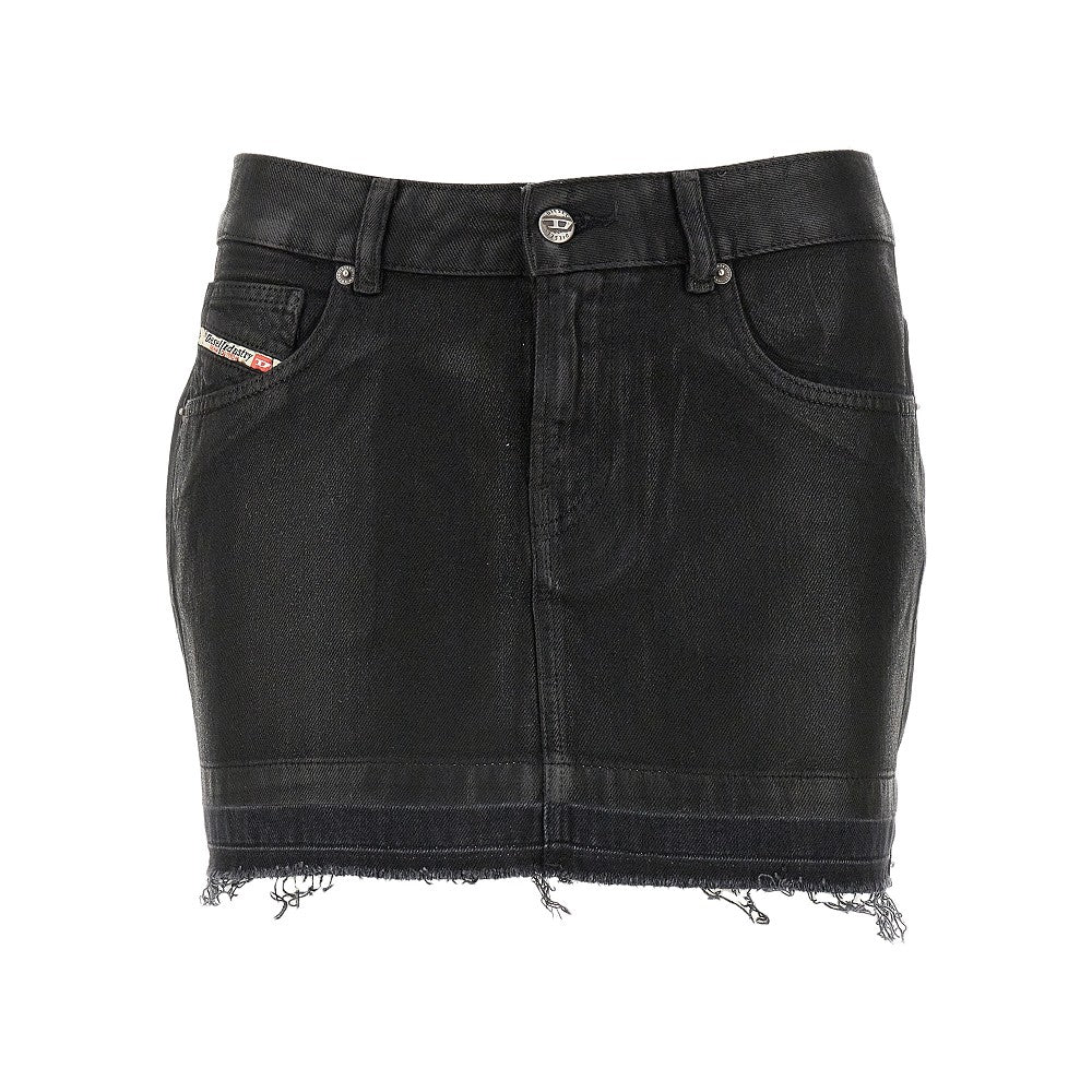 'Ron' coated denim mini skirt