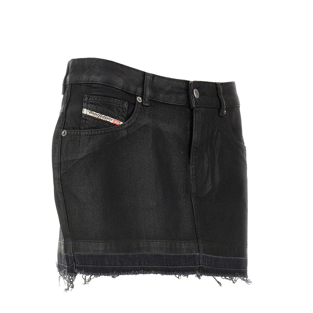 'Ron' coated denim mini skirt