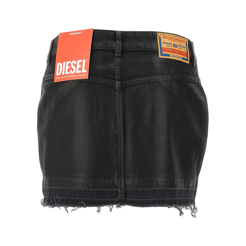 'Ron' coated denim mini skirt