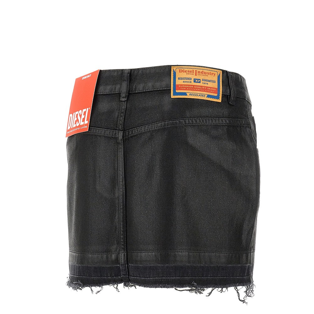'Ron' coated denim mini skirt