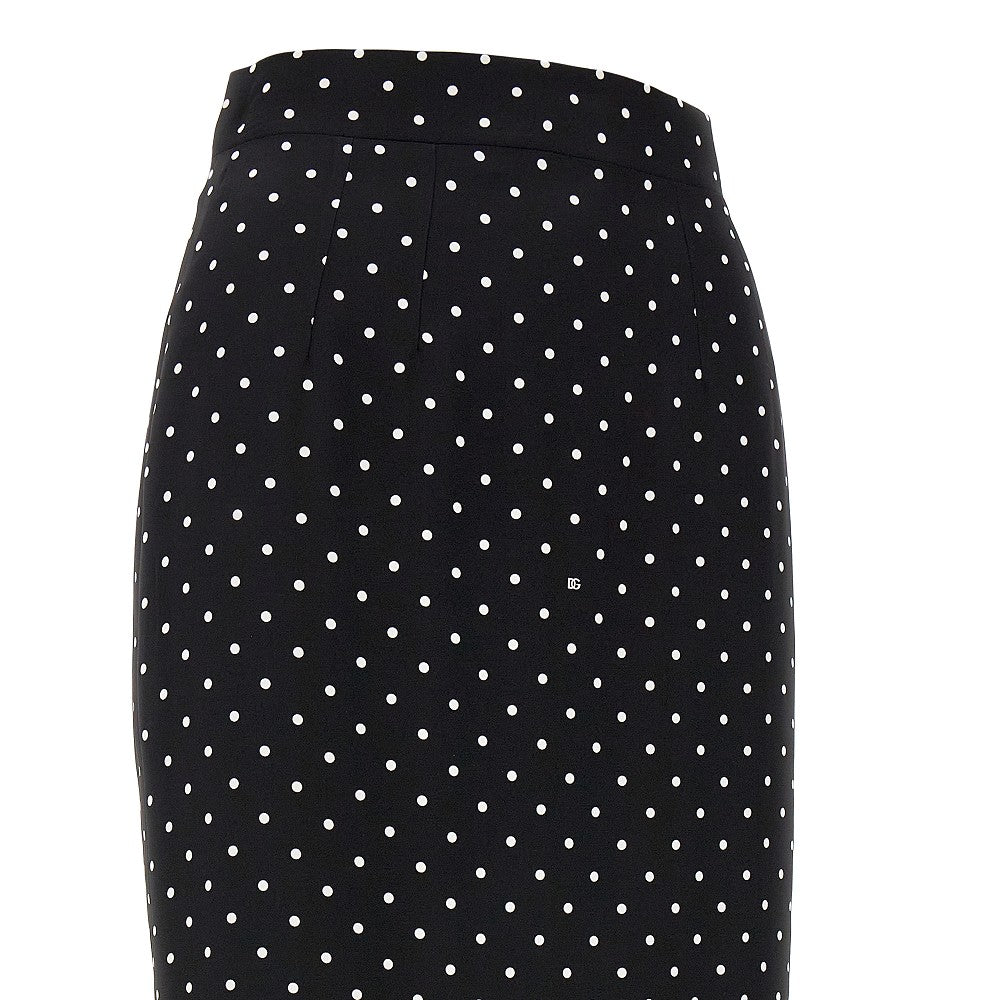 Polka-dot charmeuse pencil skirt