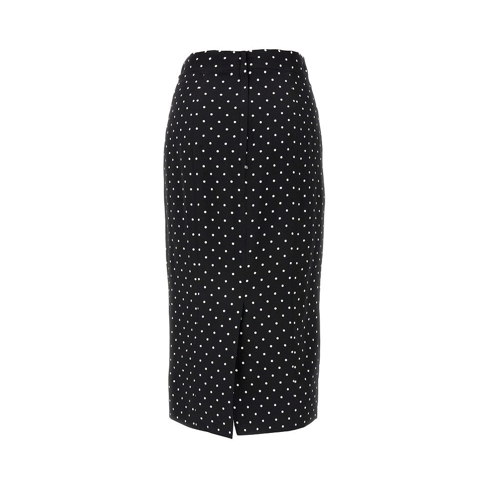 Polka-dot charmeuse pencil skirt