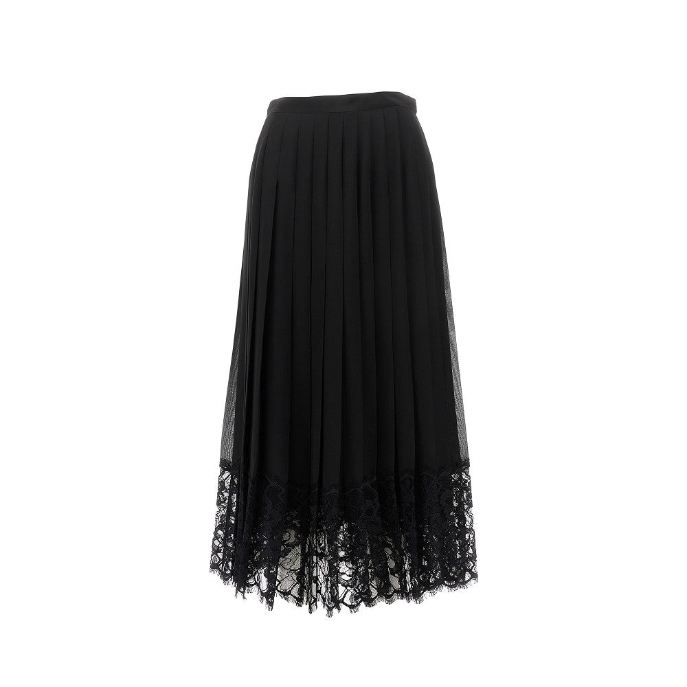 Chiffon midi skirt with lace trimming