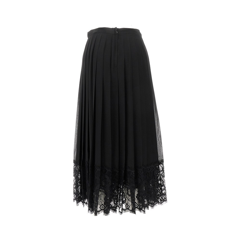 Chiffon midi skirt with lace trimming
