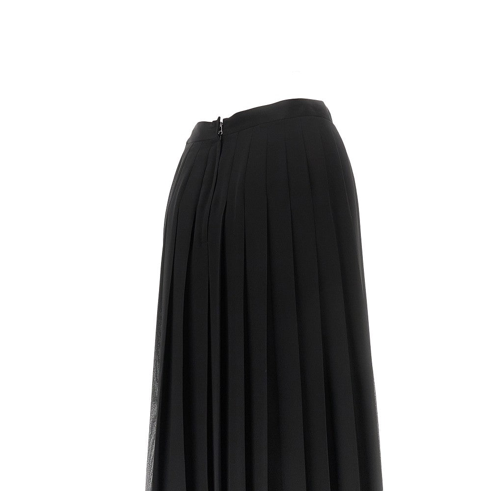 Chiffon midi skirt with lace trimming