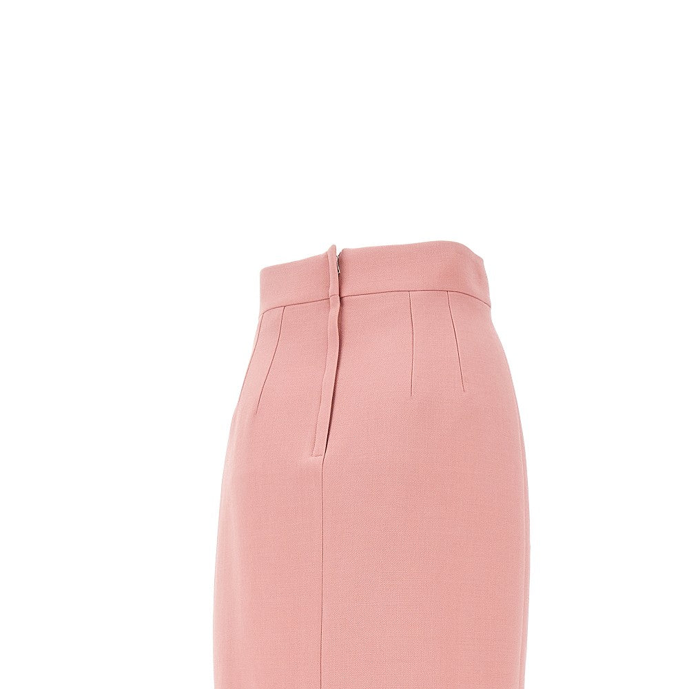 Wool pencil skirt with logo detail