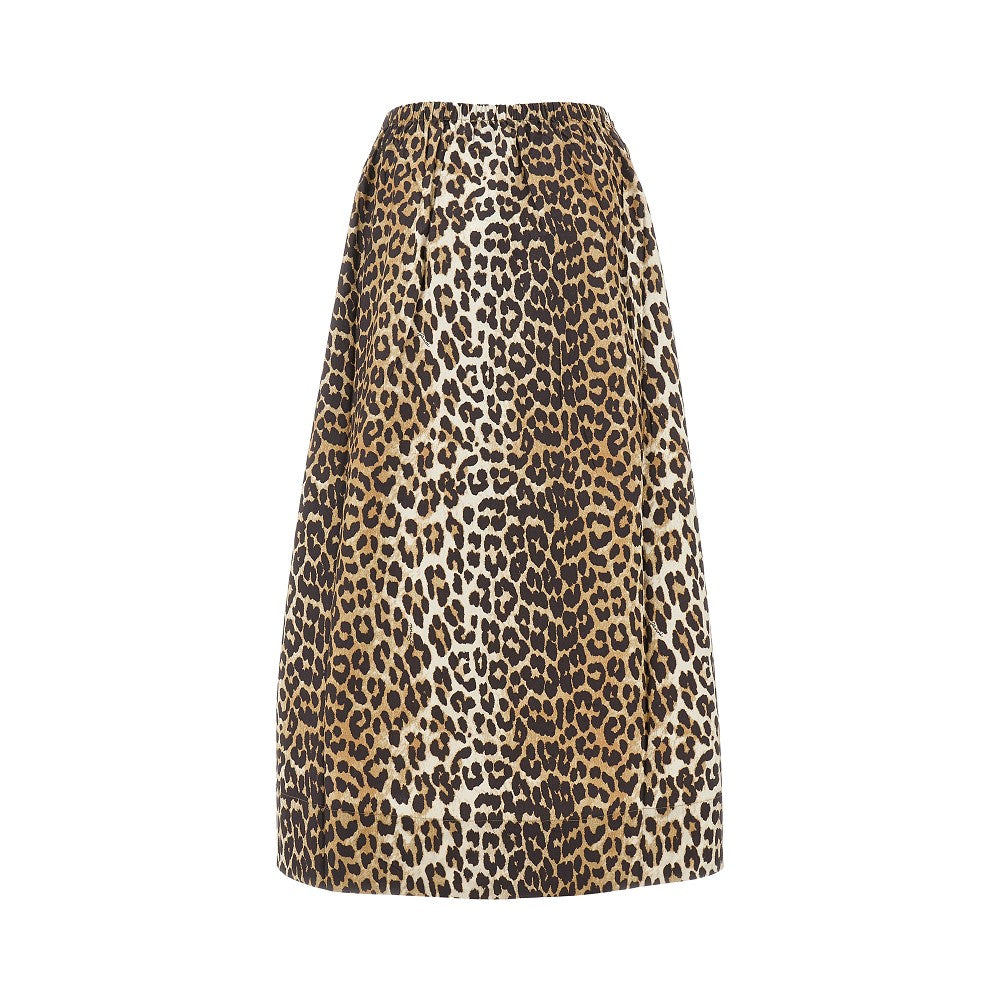 Leopard-print poplin maxi skirt