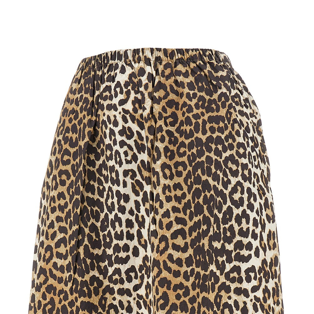 Leopard-print poplin maxi skirt