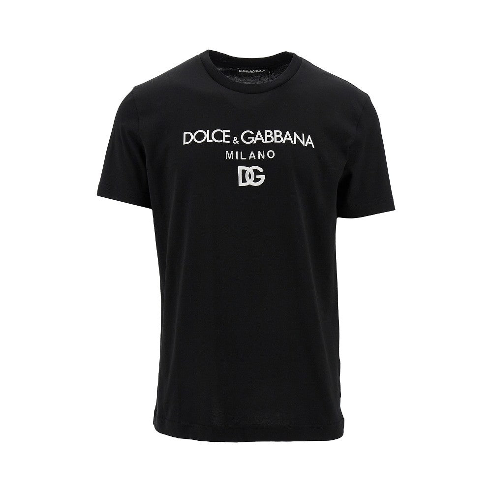 Embroidered and flocked logo T-shirt