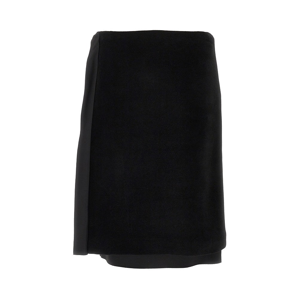 Velvet and satin double midi skirt