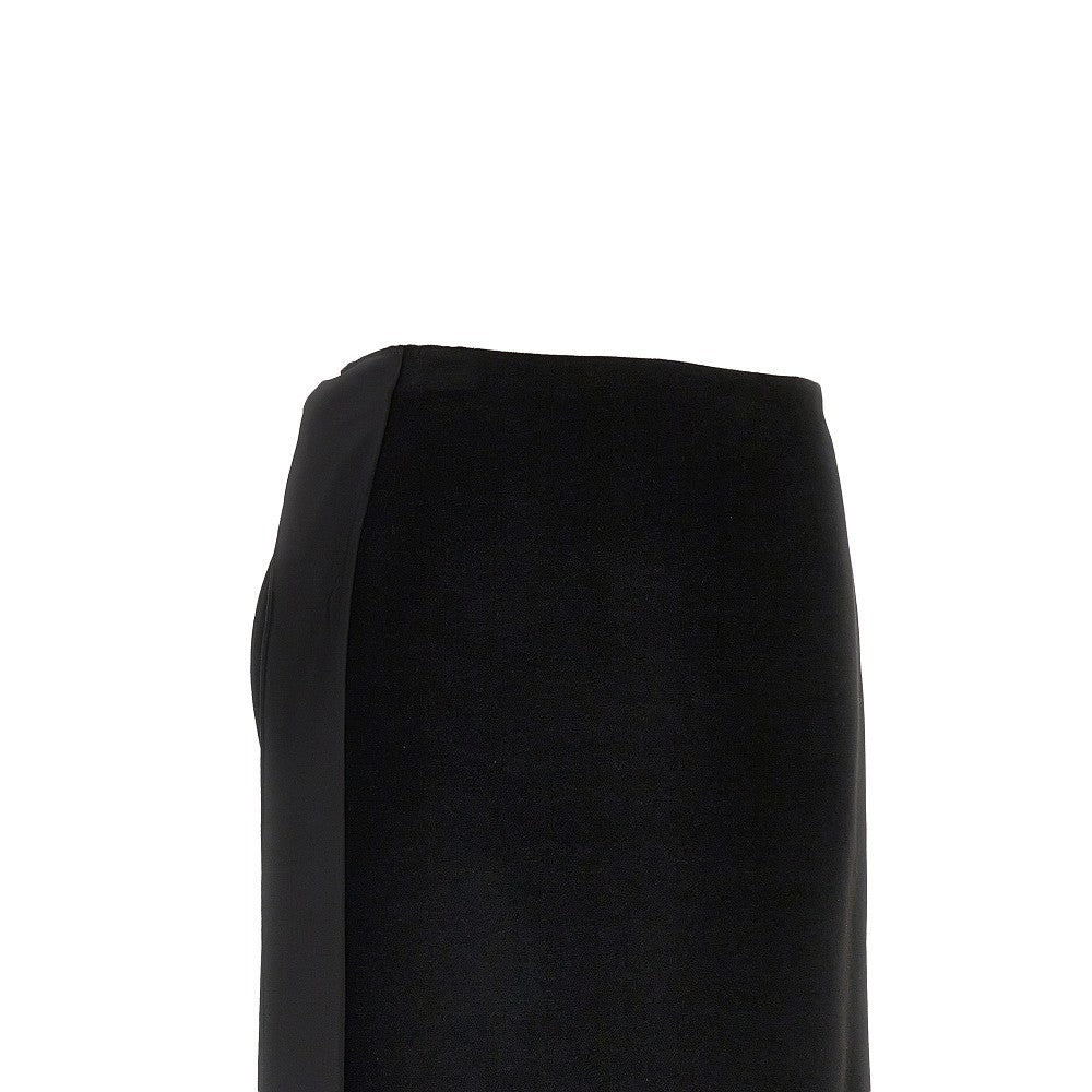 Velvet and satin double midi skirt