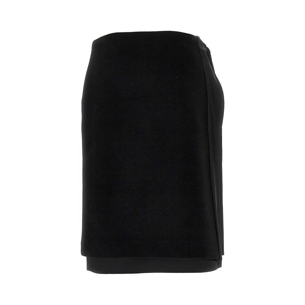 Velvet and satin double midi skirt