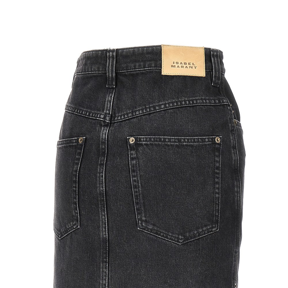 'Pavina' denim midi skirt
