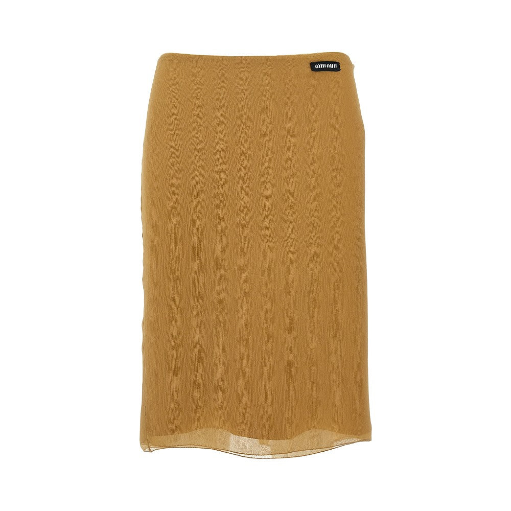 Silk creponne knee-length skirt