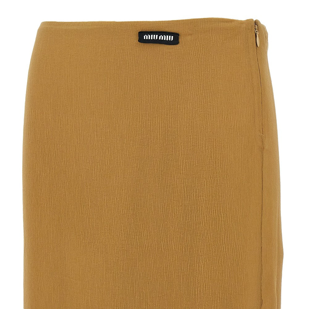 Silk creponne knee-length skirt