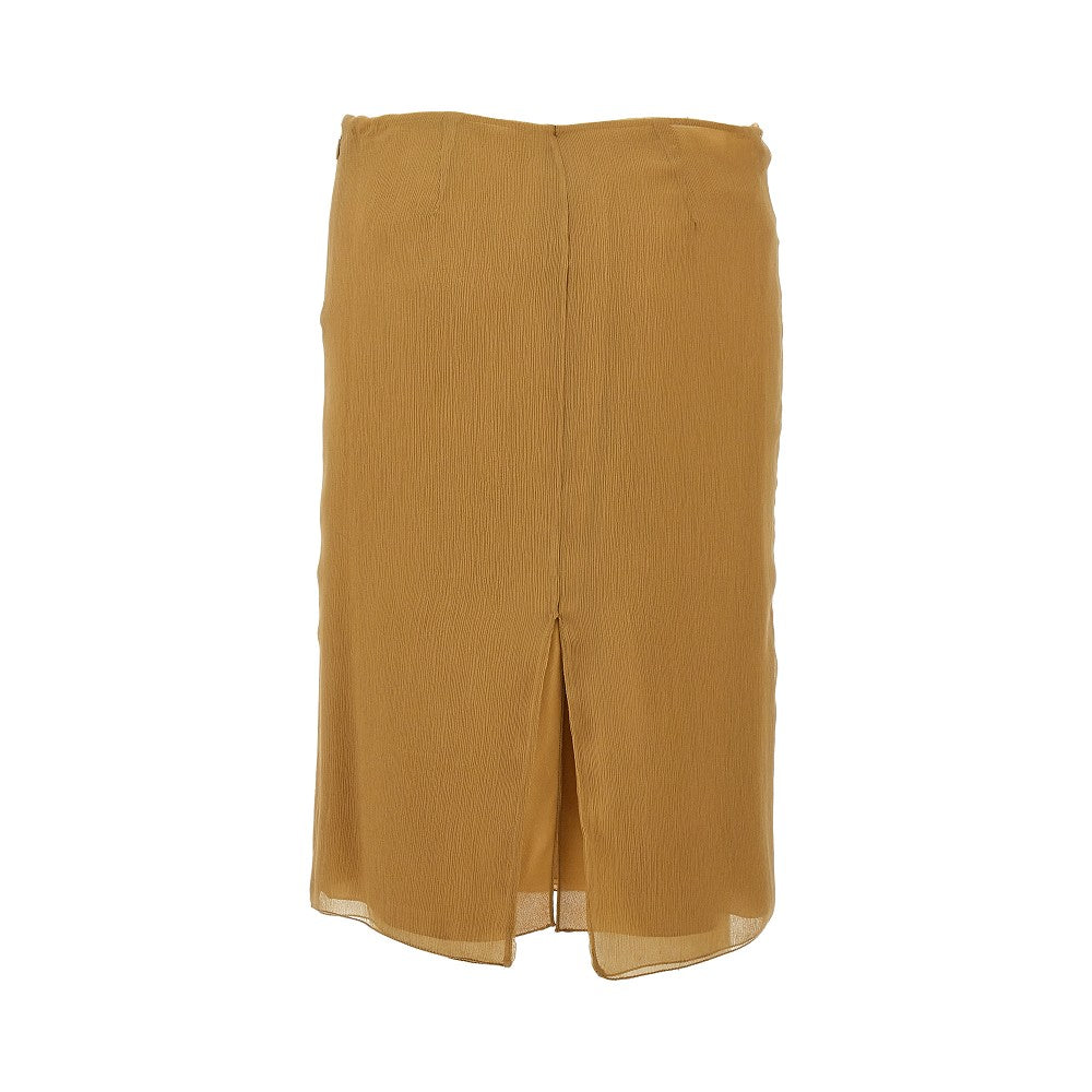 Silk creponne knee-length skirt