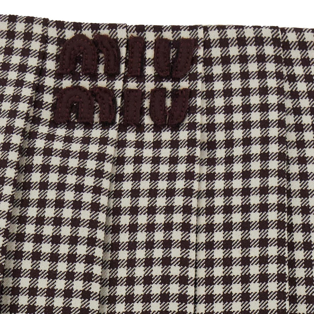 Check wool mini skirt