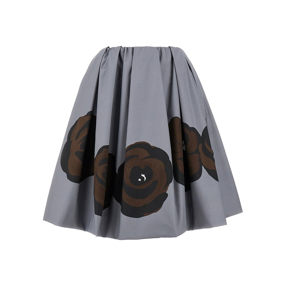 Roses print poplin skirt