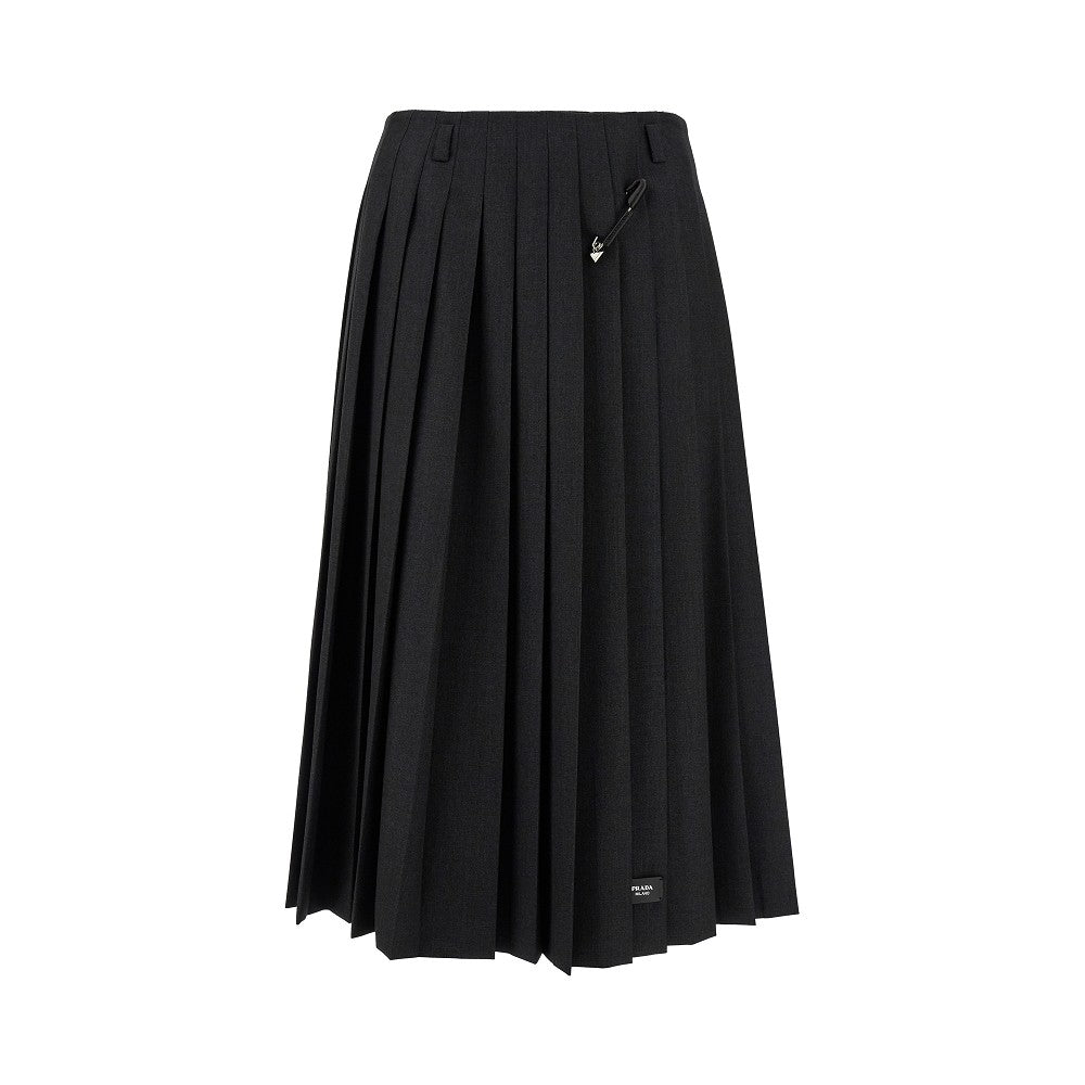 Pleated midi skirt with safety pin