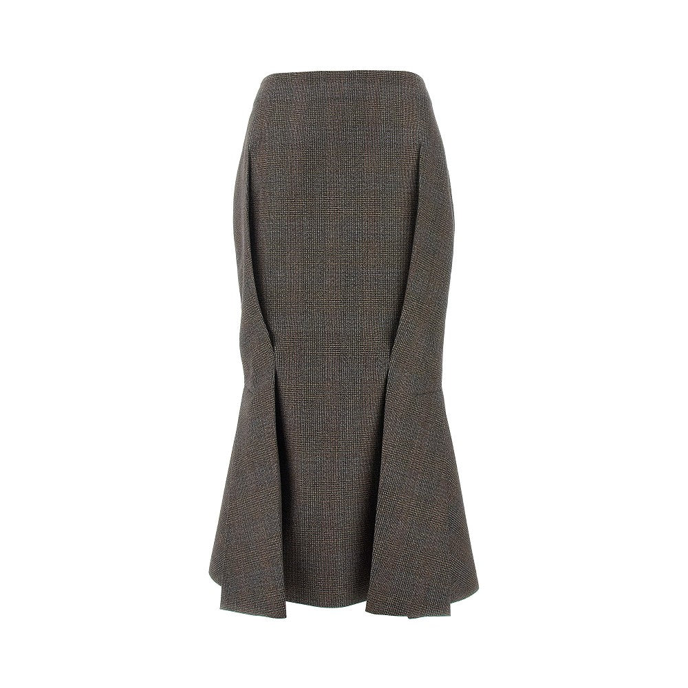 Prince of Wales wool midi skirt