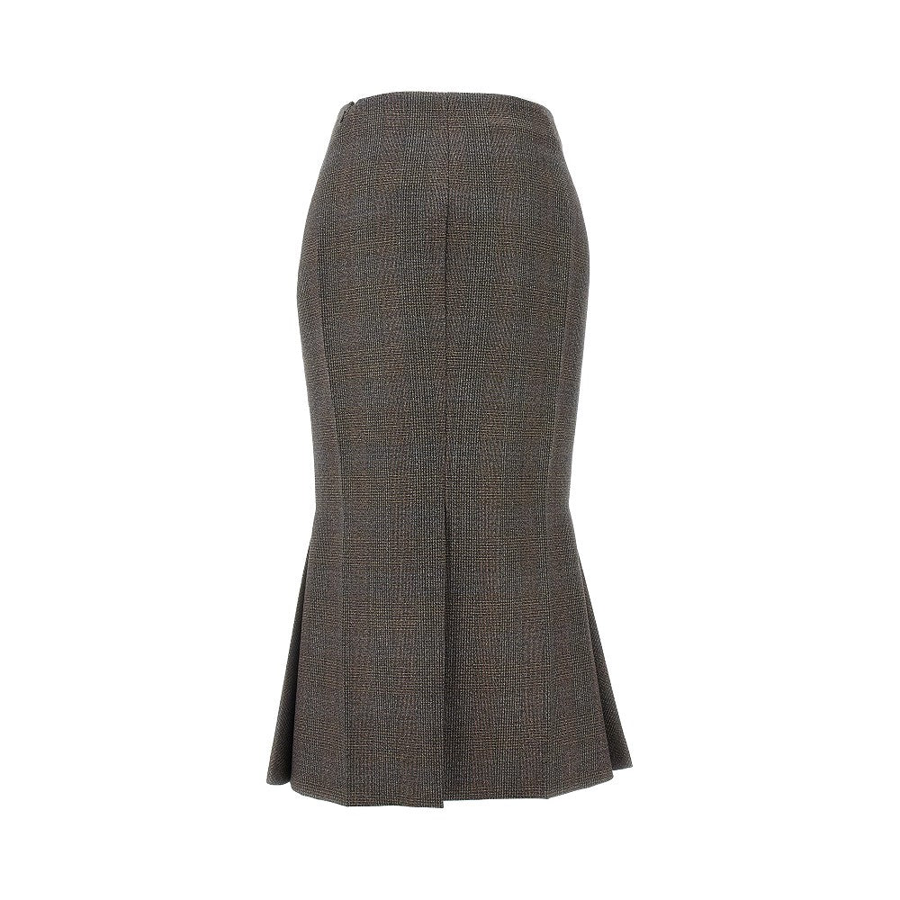 Prince of Wales wool midi skirt