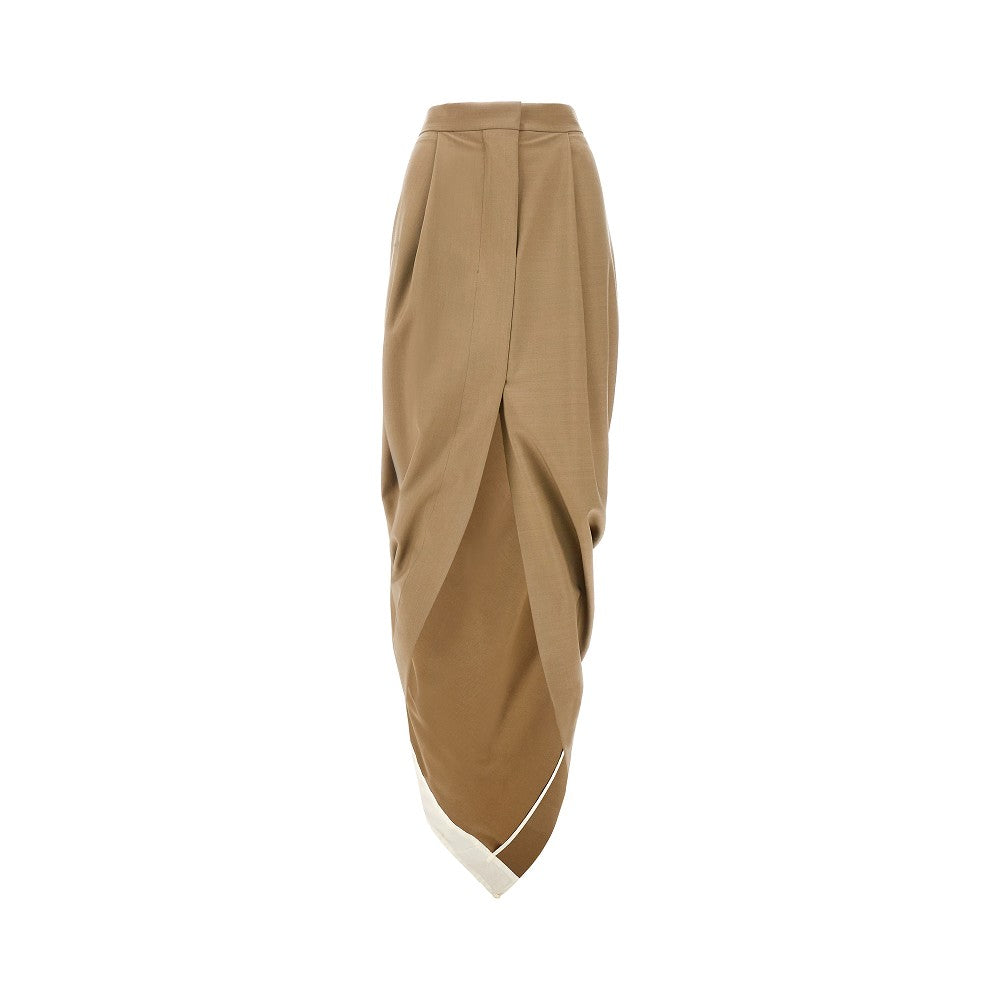 Wool convertible draped skirt