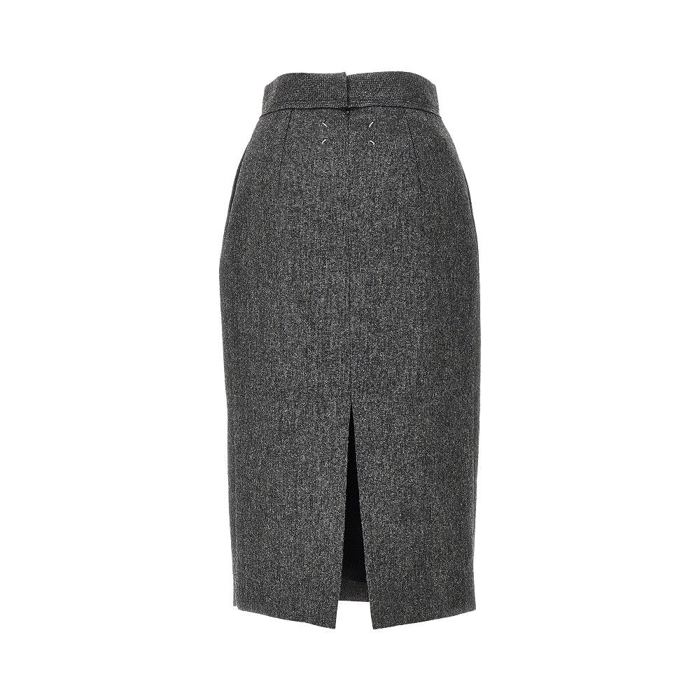 Mélange wool midi skirt