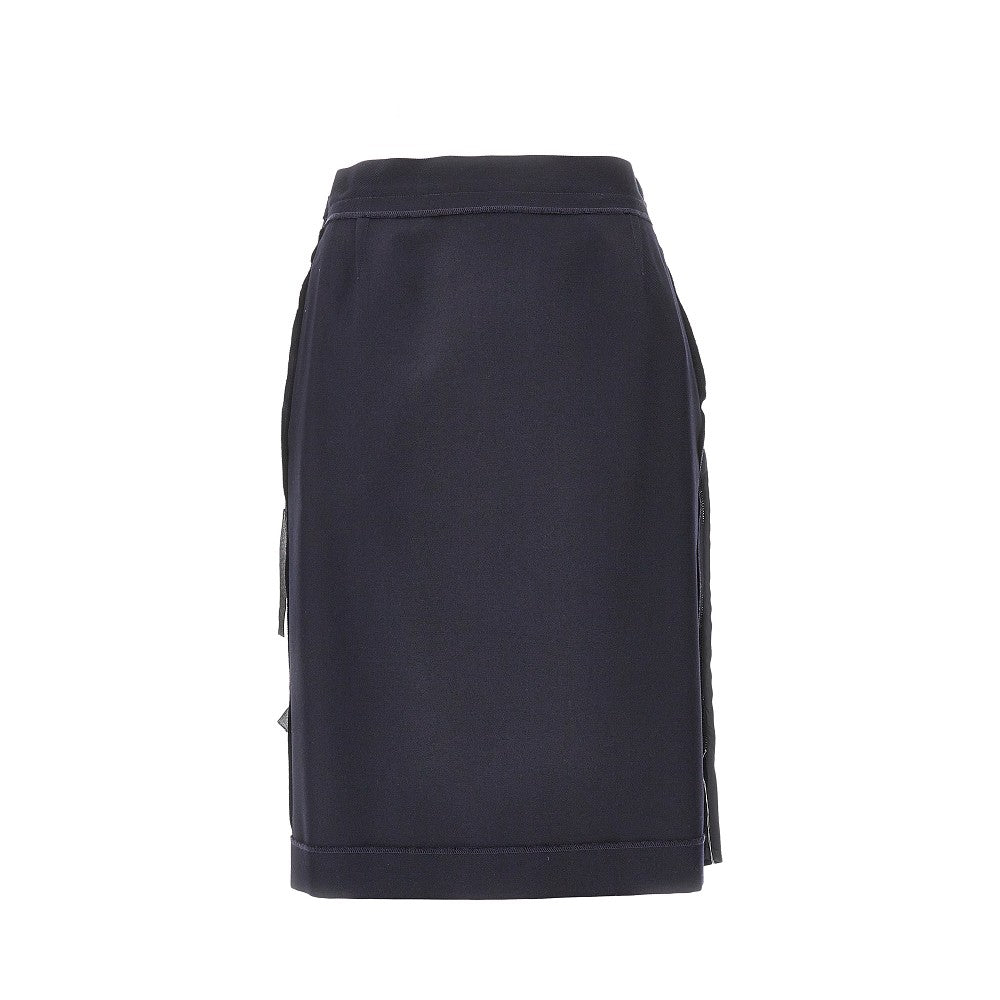 Wool-blend skirt with satin panel