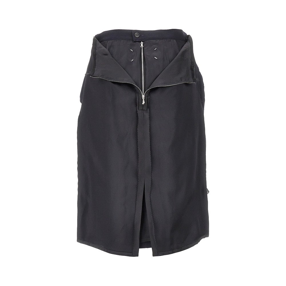 Wool-blend skirt with satin panel