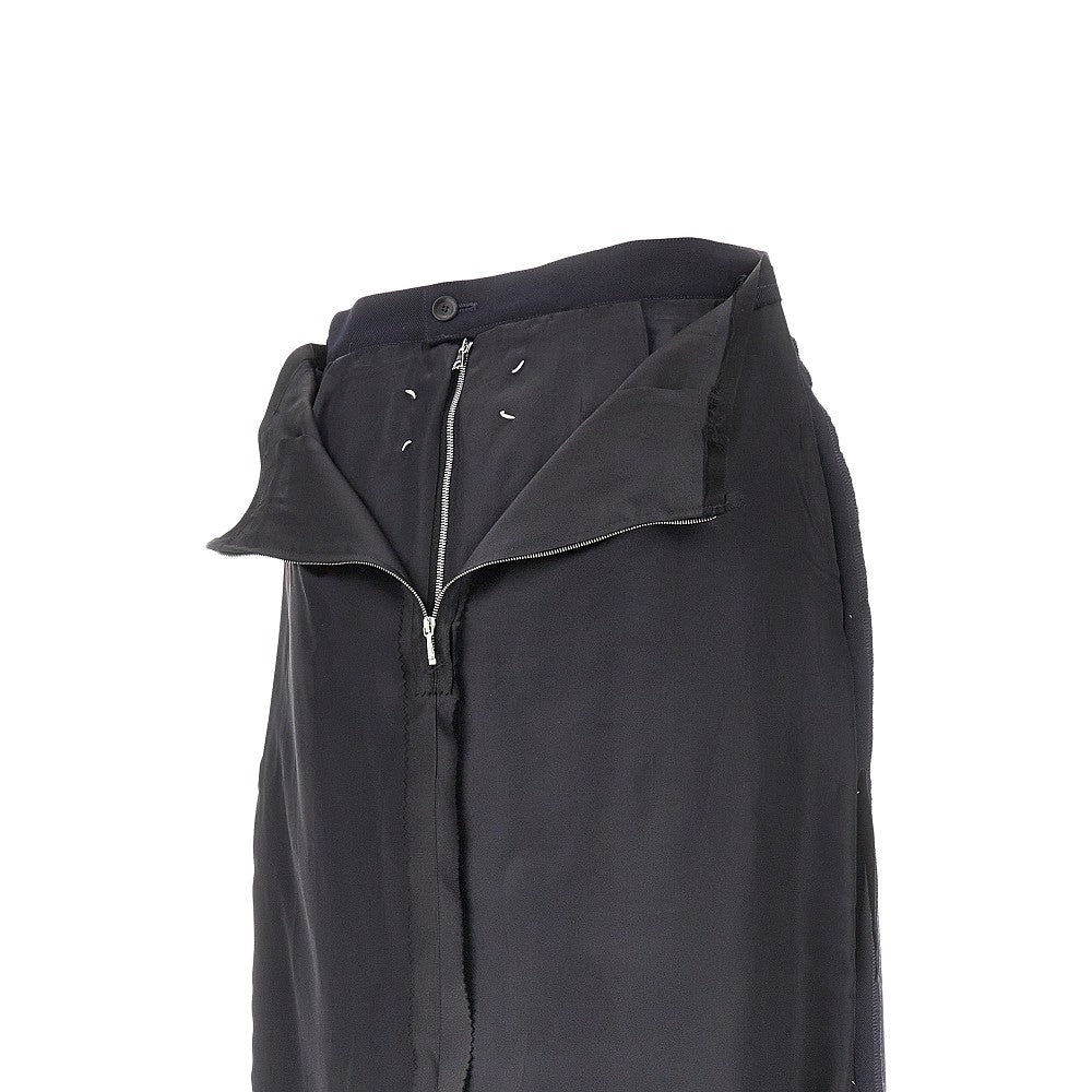 Wool-blend skirt with satin panel