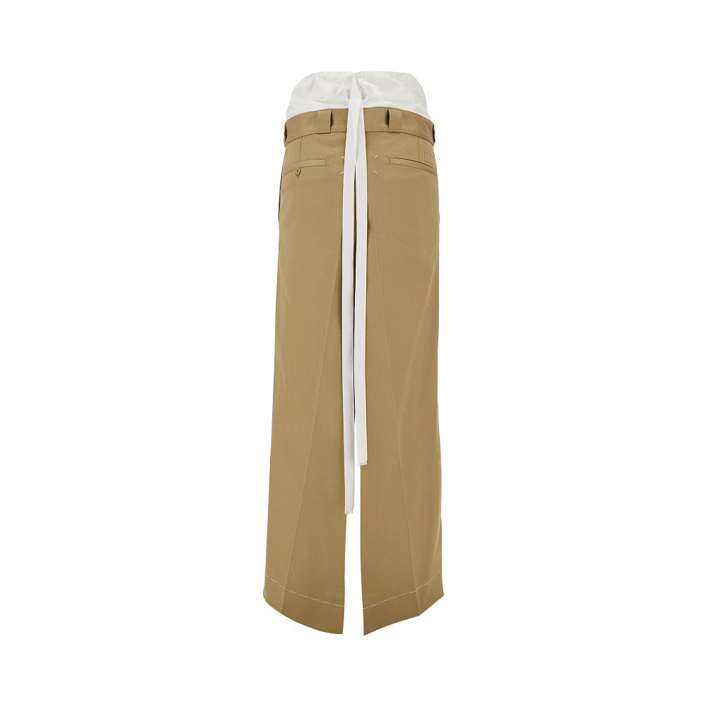 Gonna lunga in gabardine con spacco