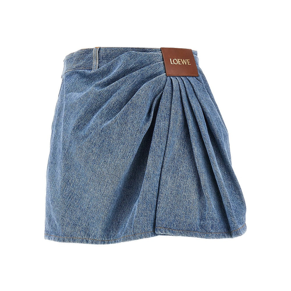 Minigonna in denim con drappeggio
