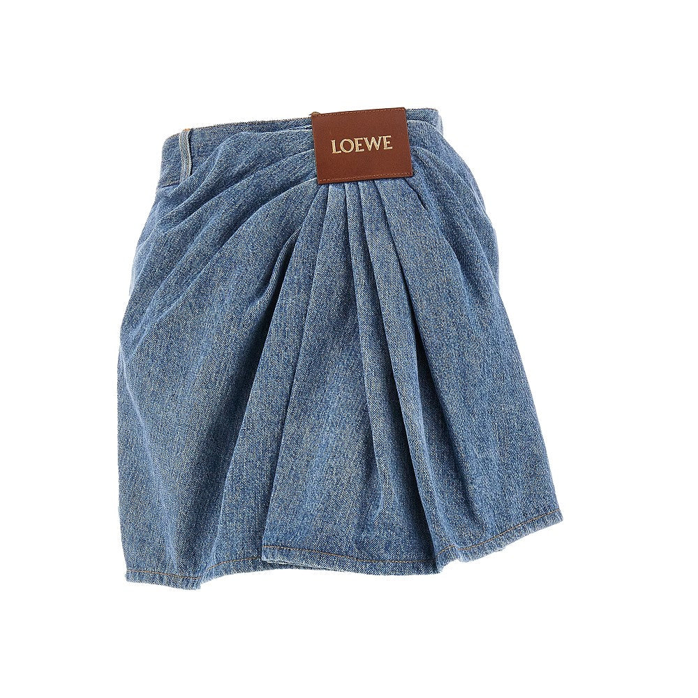 Minigonna in denim con drappeggio