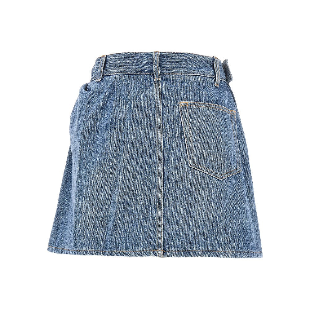 Minigonna in denim con drappeggio