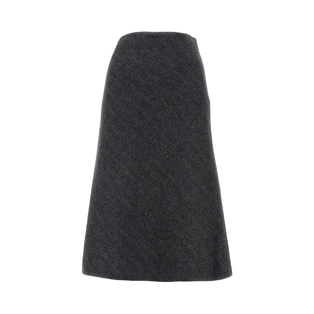 Herringbone wool midi skirt