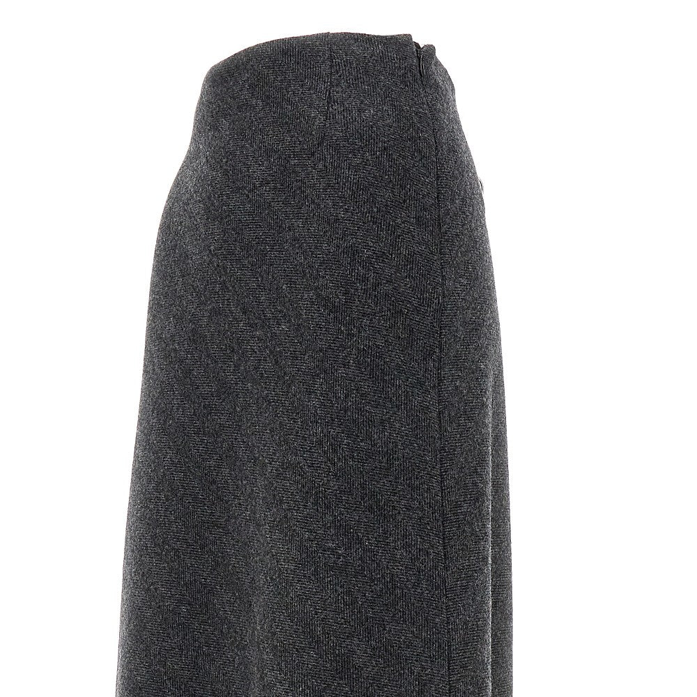 Herringbone wool midi skirt