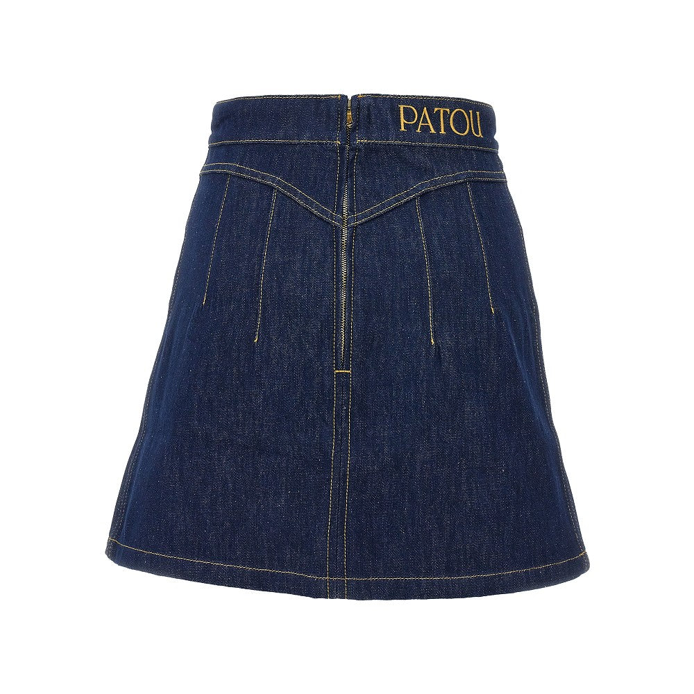 Minigonna in denim con medaglione logato