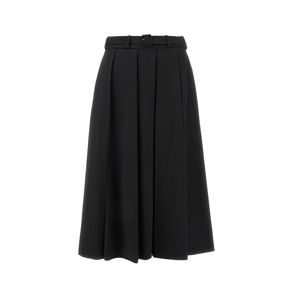 Pleated wool midi skirt