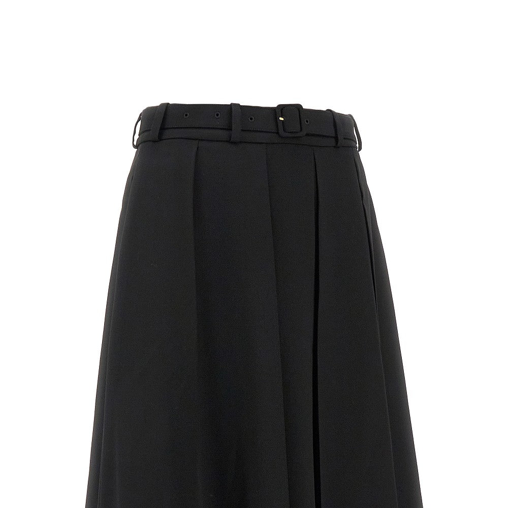 Pleated wool midi skirt