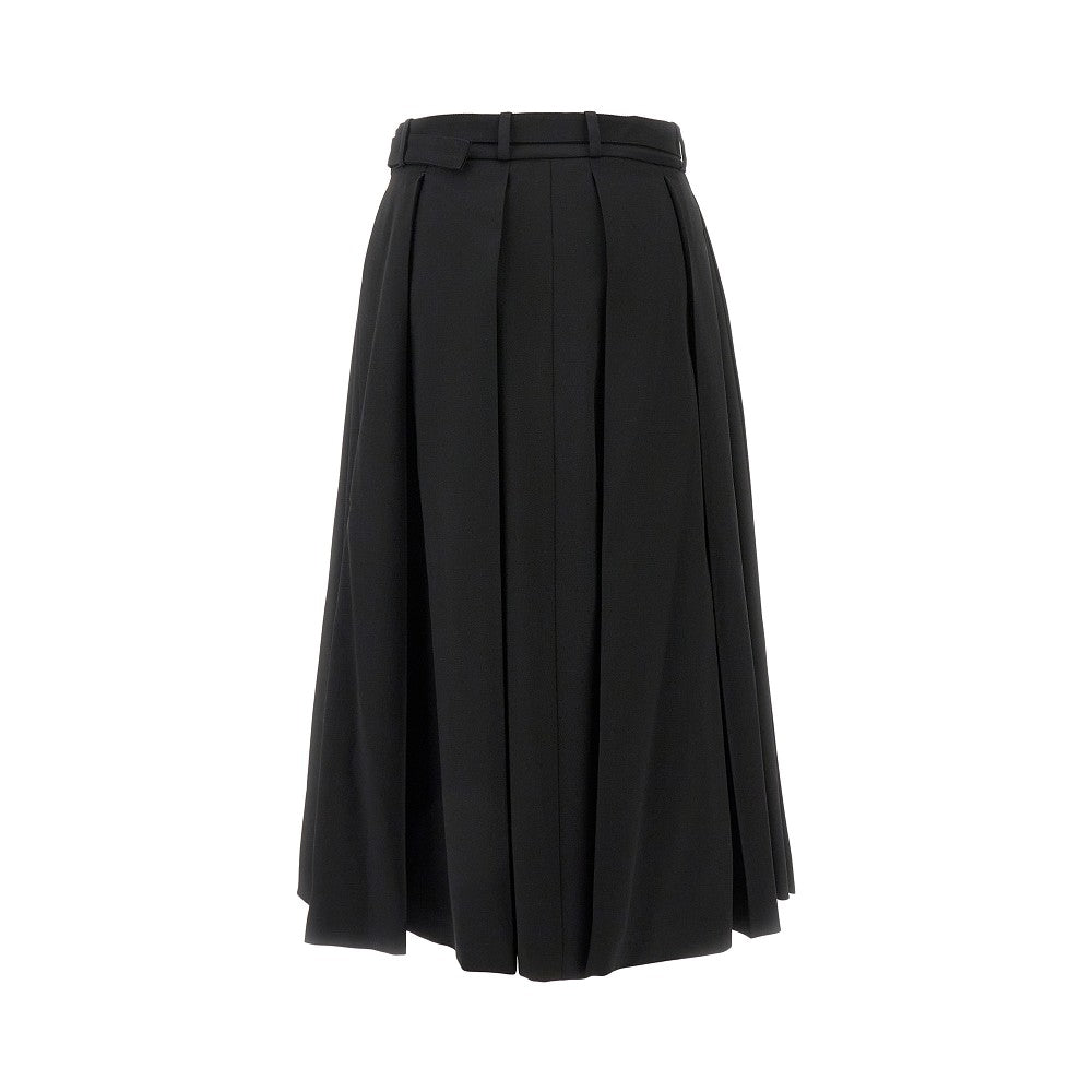 Pleated wool midi skirt