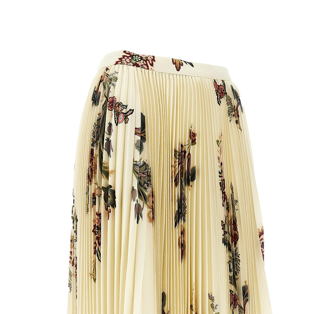 Floral print pleated midi skirt