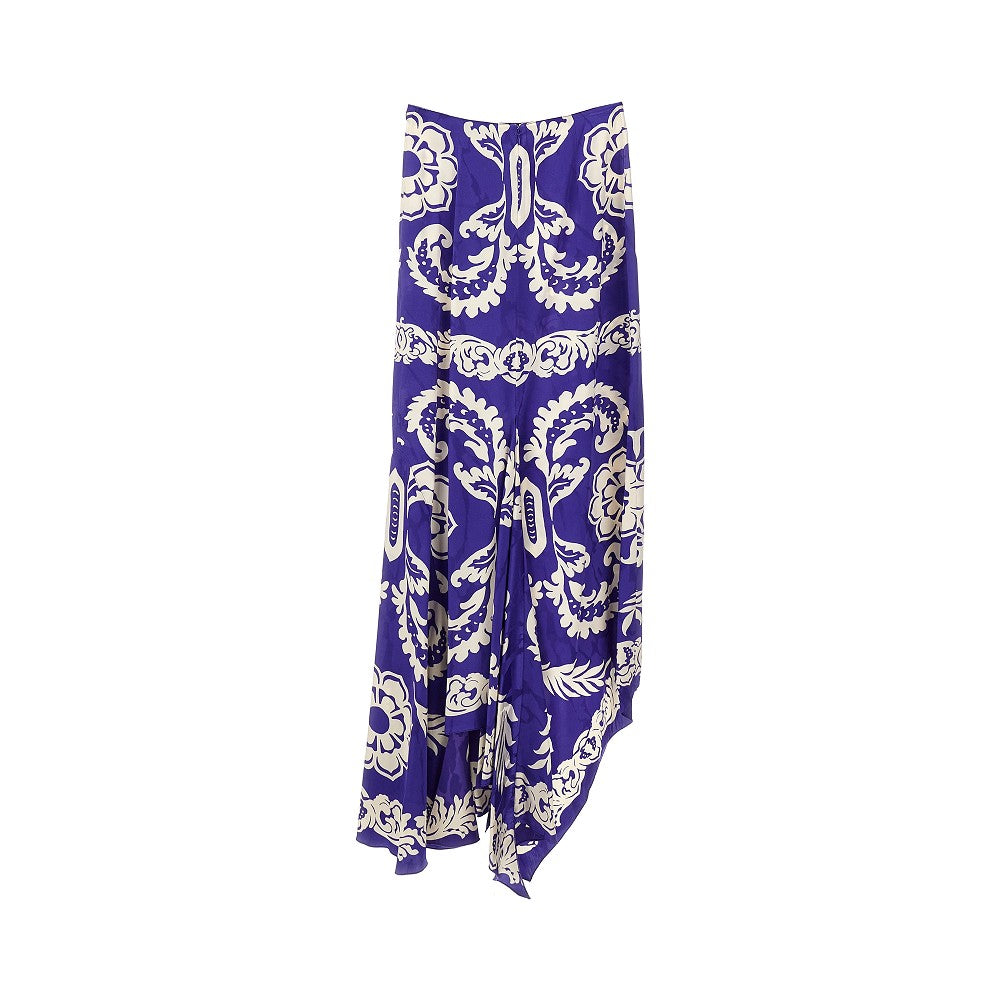 Printed viscose asymmetrical long skirt