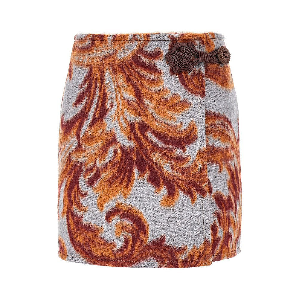 Jacquard wool-blend mini skirt